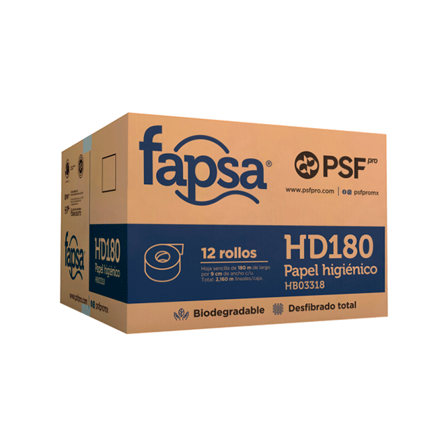 Papel Higiénico de 180m Fapsa (caja con 12 rollos)