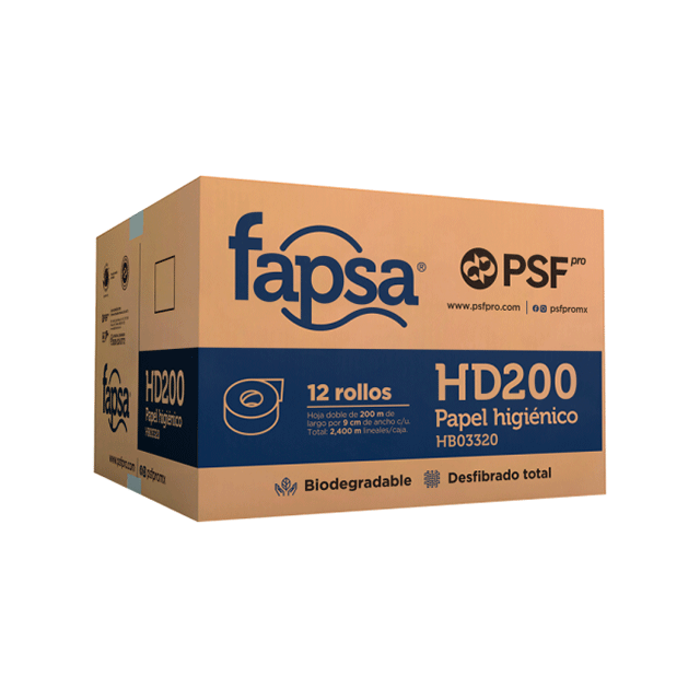 Papel Higiénico de 200m Fapsa (caja con 12 rollos)