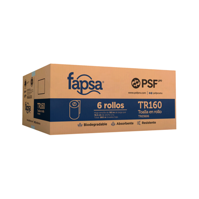Toalla en rollo 160m Fapsa (caja con 6 rollos)