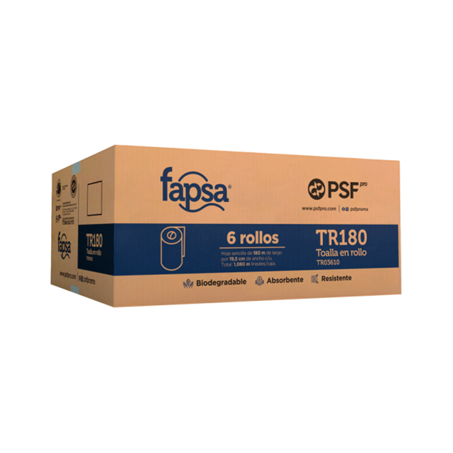 Toalla en rollo 180m Fapsa (caja con 6 rollos)