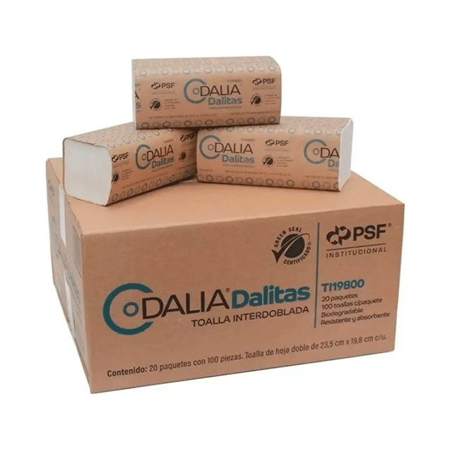 Toalla interdoblada Dalia 20 paquetes con 100 c/u