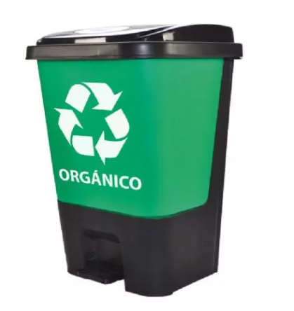 Bote para basura con pedal de 17 lt con impresión de "organico"